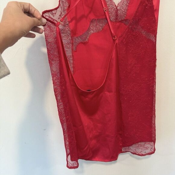 Victoria's Secret Red Slip Dress With Lace Cutouts Size Large 1185 - Picture 9 of 11